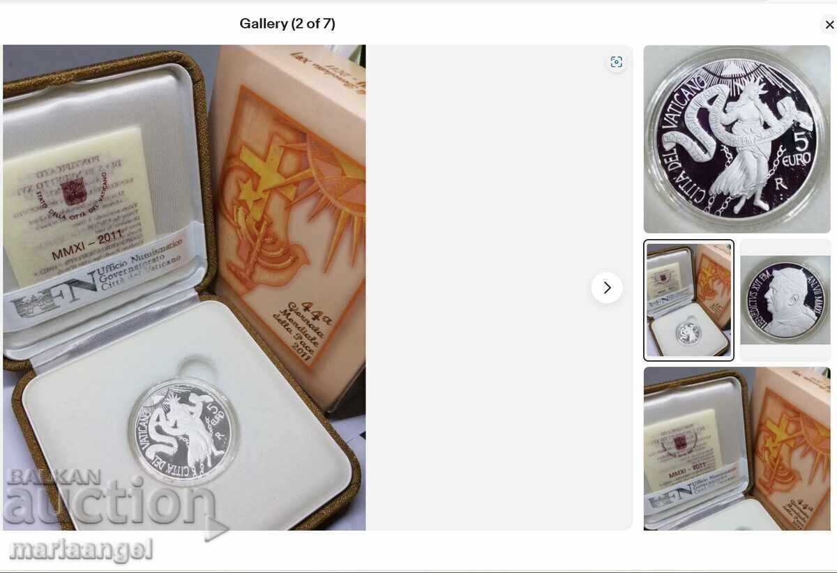 Vatican 5 euro 2011 Benedict XVI UNC PROOF certificate box