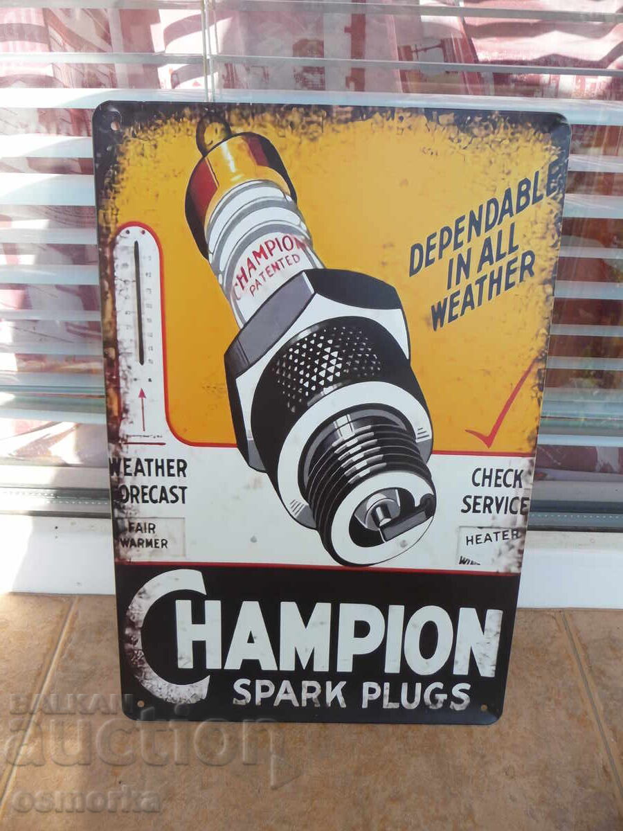 Μεταλλική πινακίδα Champion μπουζί μίζα σπινθήρας ρεύμα
