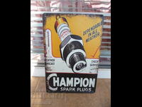 Plăcuță metalică Champion bujie demaror scânteie curent