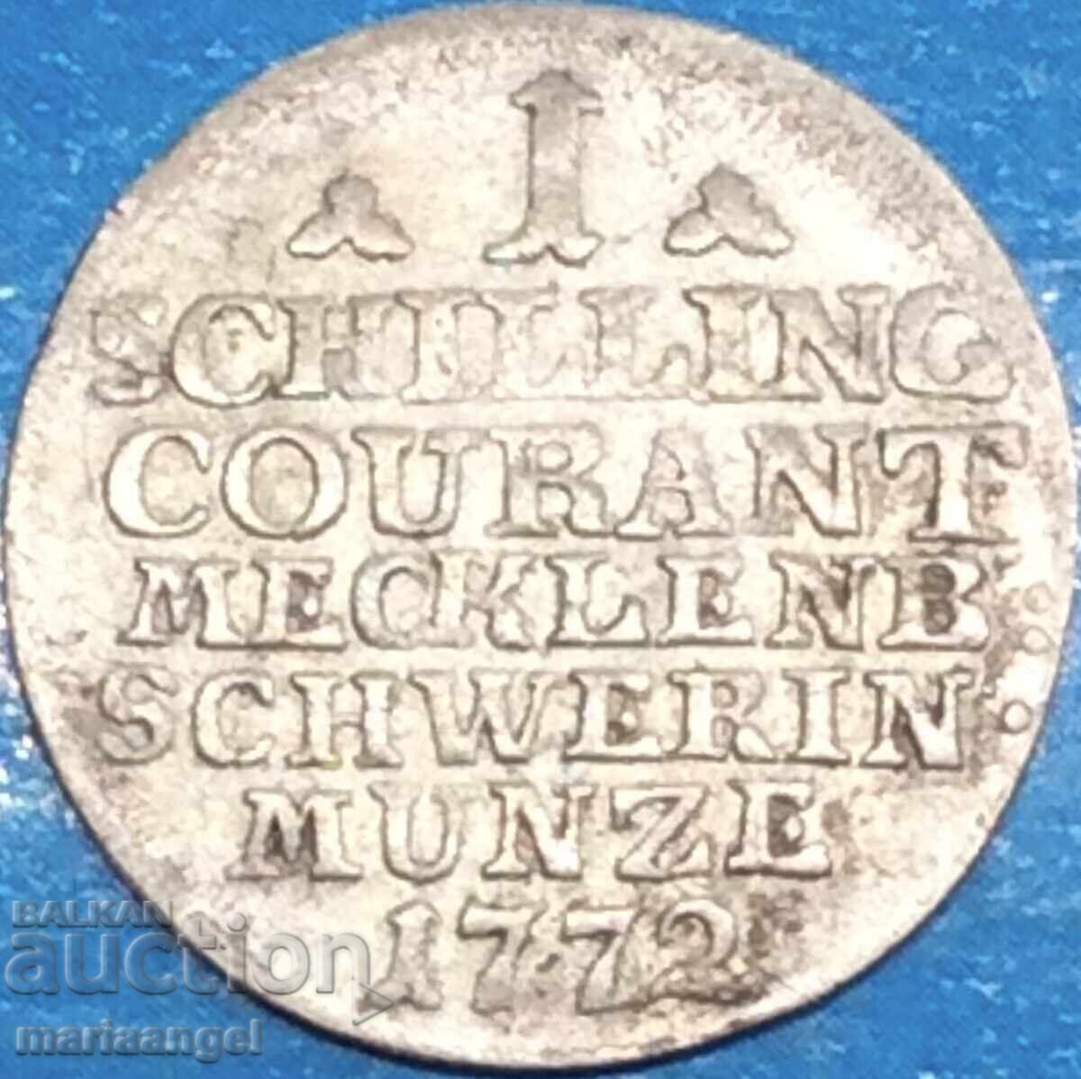 Livrarea Germania Mecklenburg-Schwerin 1 Șiling 1772 argint - rar Livrarea Germania Mecklenburg-Schwerin 1 Șiling 1772 argint - rar