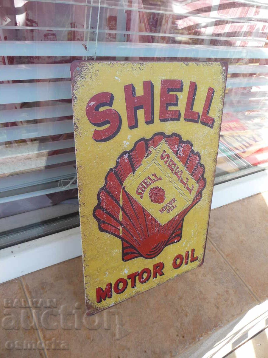 Μεταλλική πινακίδα Shell motor oil, διαφήμιση δοχείου, βενζινάδικο με τιμή 18.00 BGN | € 9.20