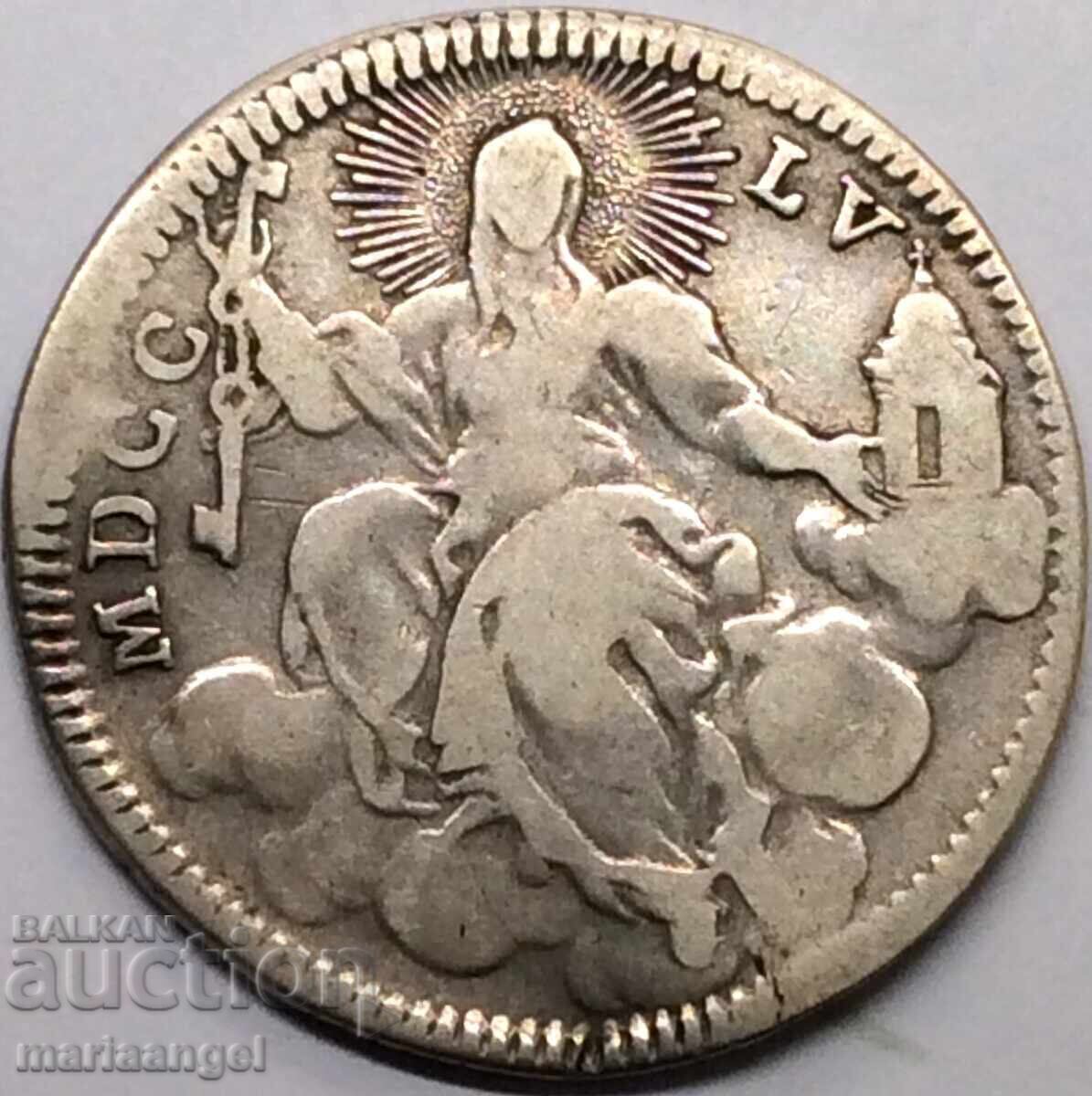 Παράδοση Διπλό Giulio 1755 Vatican Benedict XIV Ασημένιο Παράδοση Διπλό Giulio 1755 Vatican Benedict XIV Ασημένιο