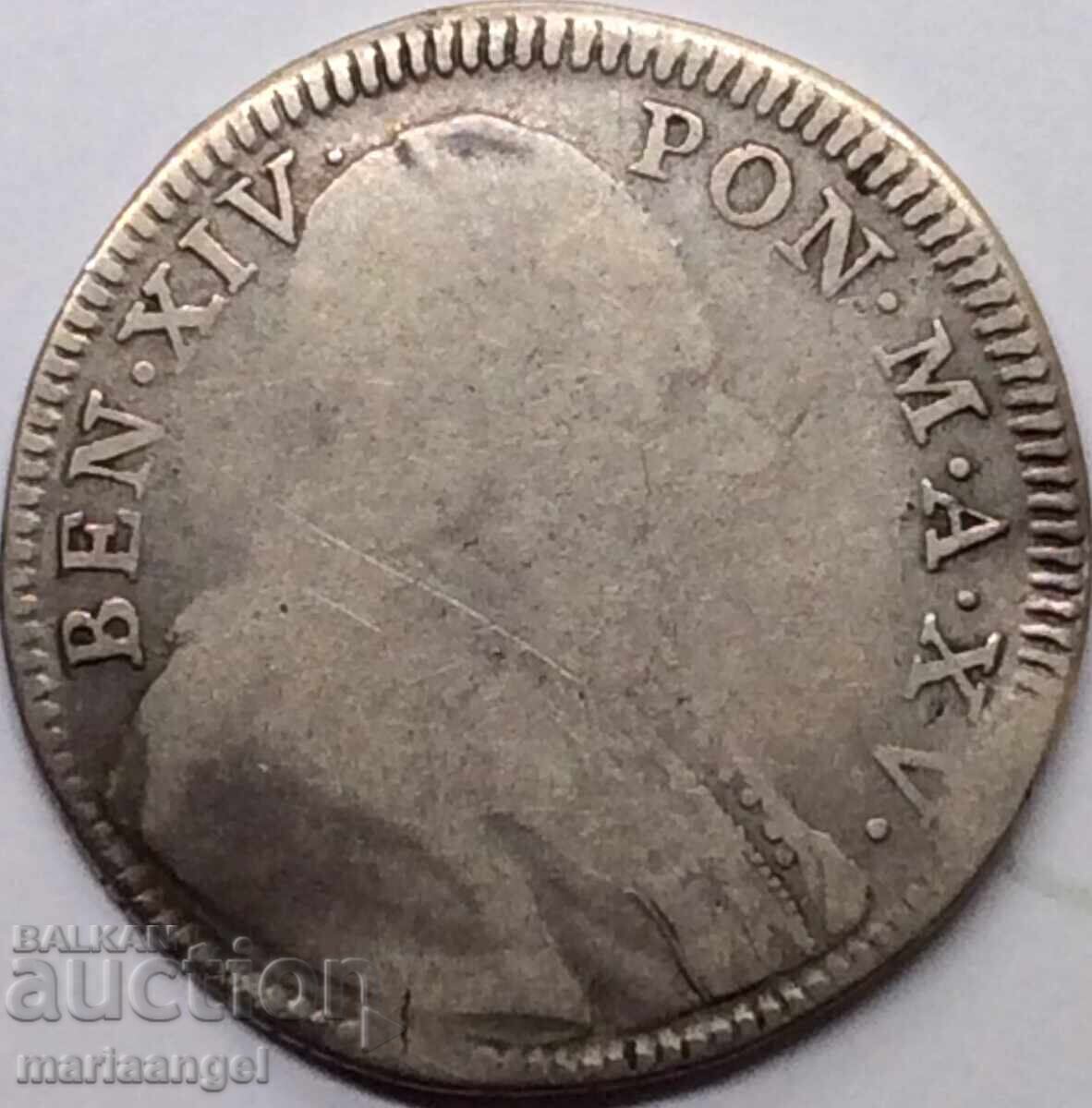 Διπλό Giulio 1755 Vatican Benedict XIV Ασημένιο - 5 Διπλό Giulio 1755 Vatican Benedict XIV Ασημένιο - 5