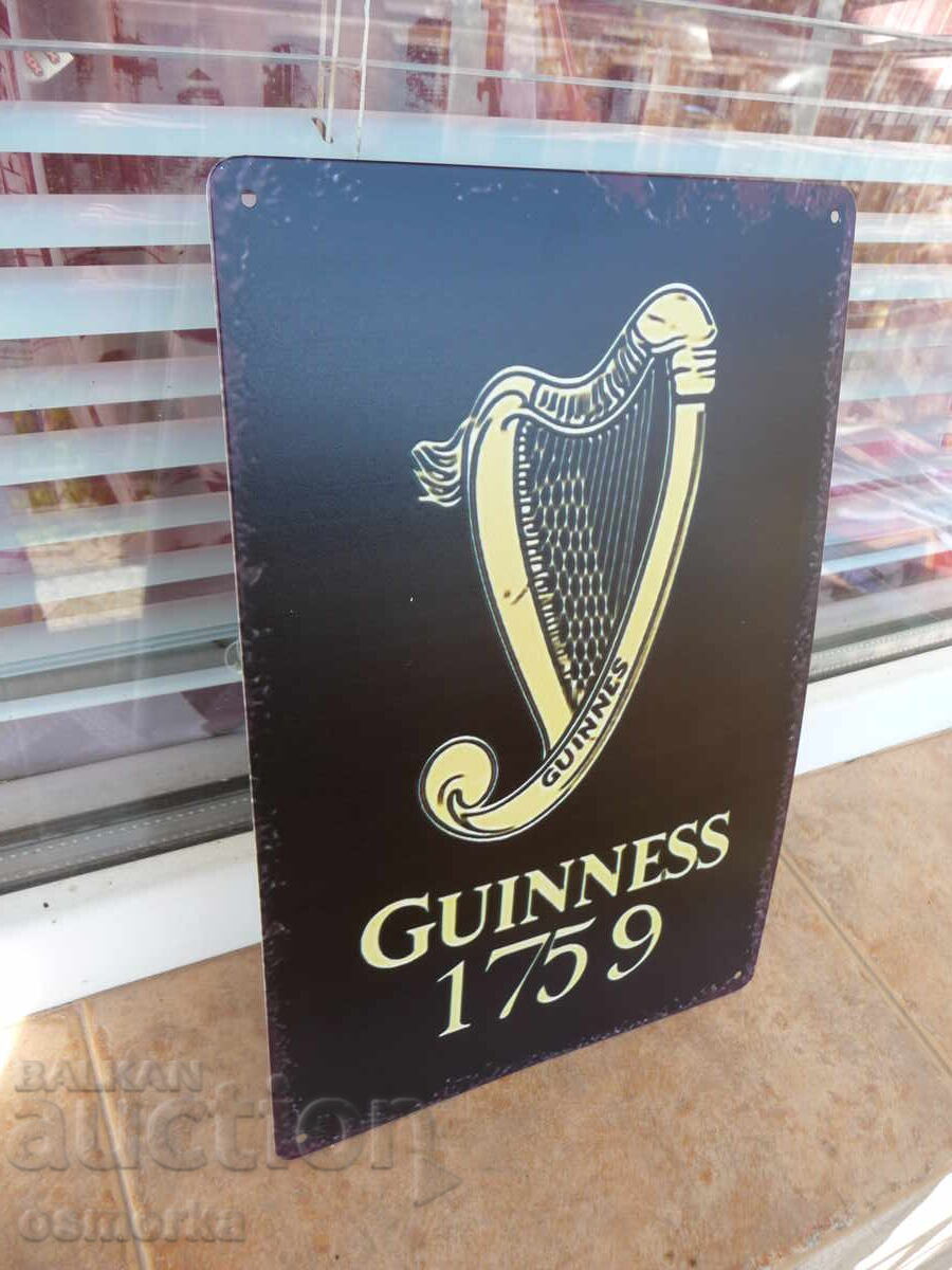 Metal sign Guinness beer Guinness dark Irish advertisement with price 18.00 BGN | € 9.20