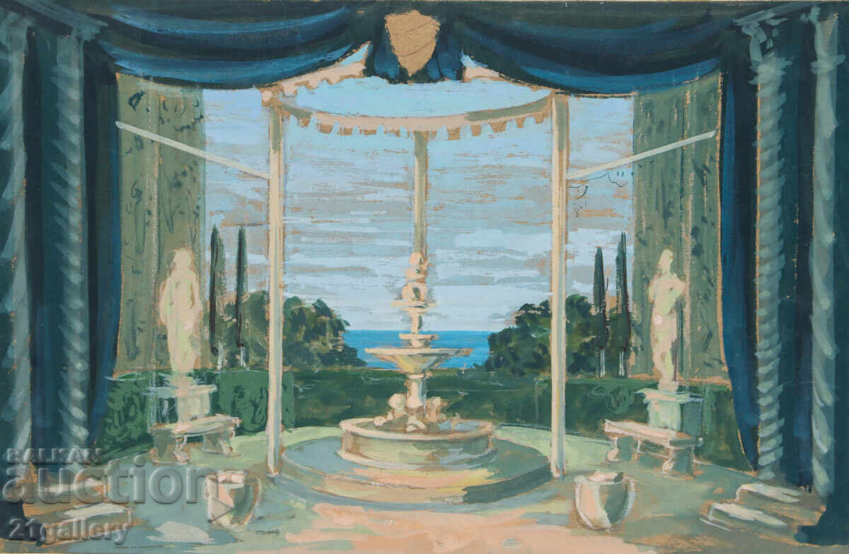 Livrarea Tablou vechi, culori tempera, peisaj Livrarea Tablou vechi, culori tempera, peisaj