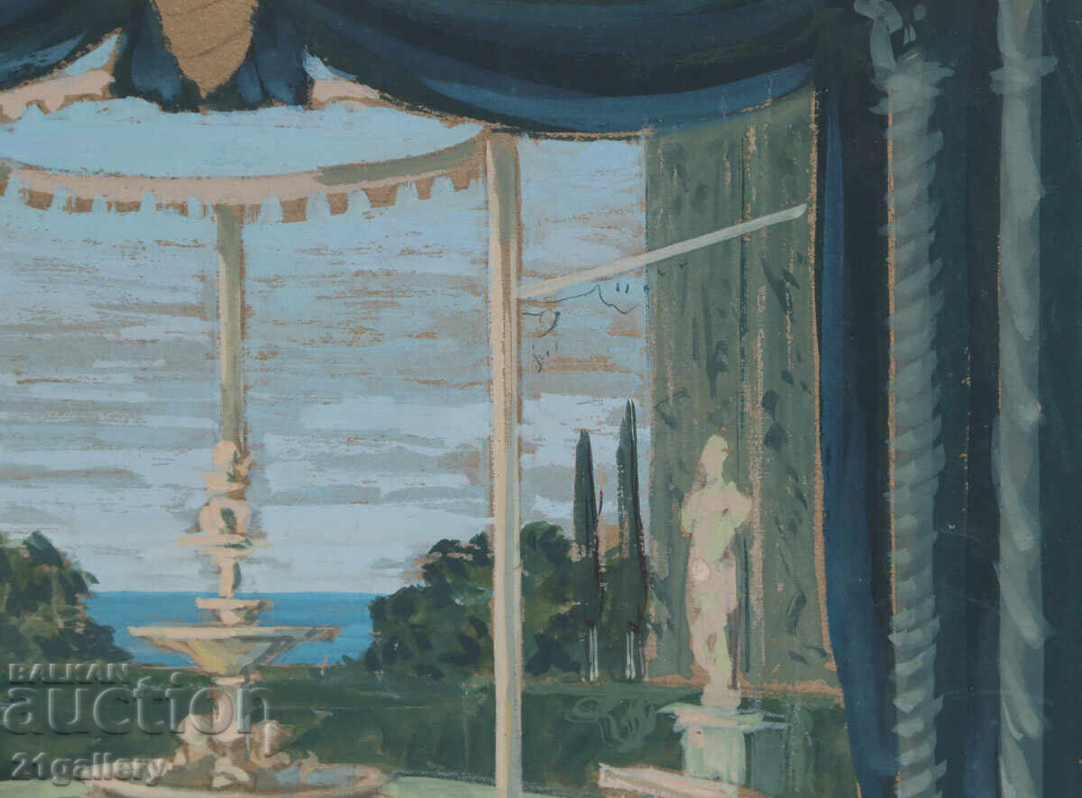 Tablou vechi, culori tempera, peisaj - 6 Tablou vechi, culori tempera, peisaj - 6