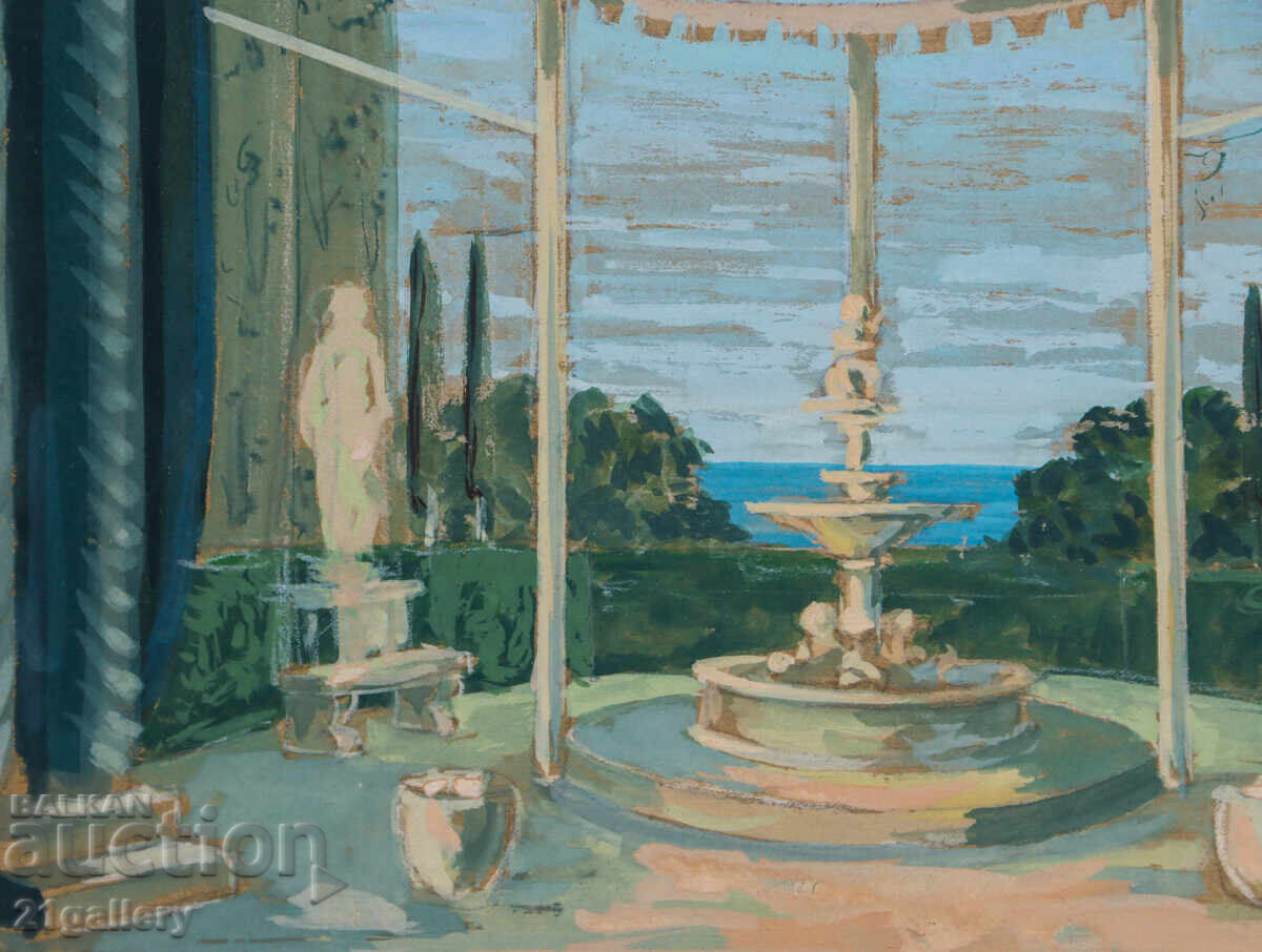 Tablou vechi, culori tempera, peisaj - 7 Tablou vechi, culori tempera, peisaj - 7