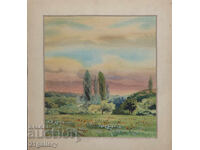 Pictură veche acuarelă peisaj