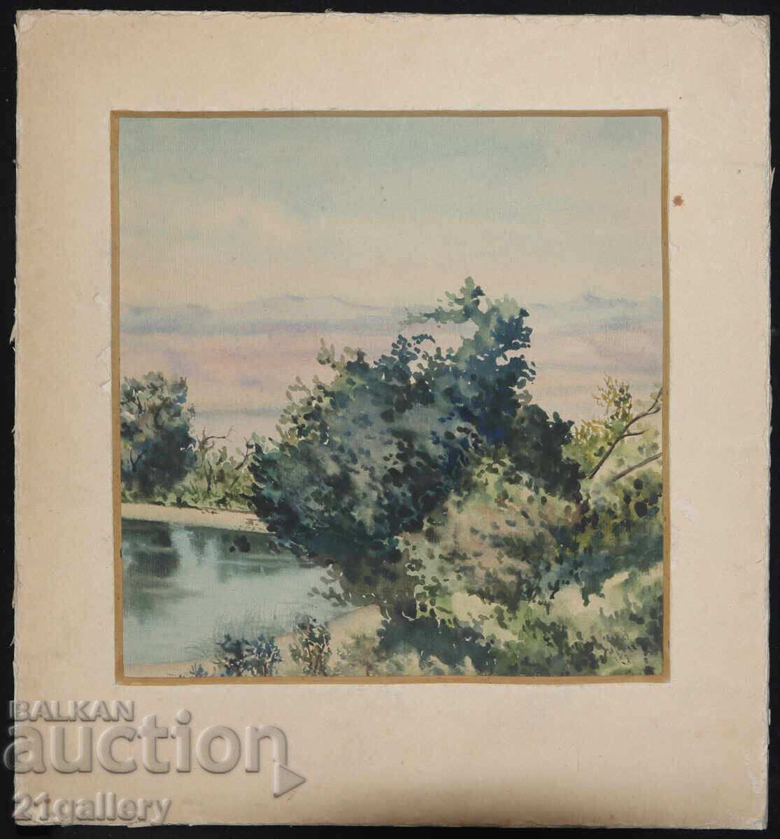 Old watercolor painting landscape with price 300.00 BGN | € 153.39