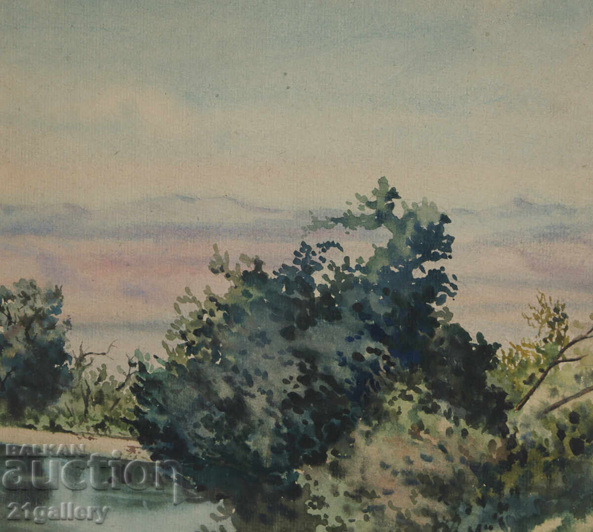 Old watercolor painting landscape - 5
