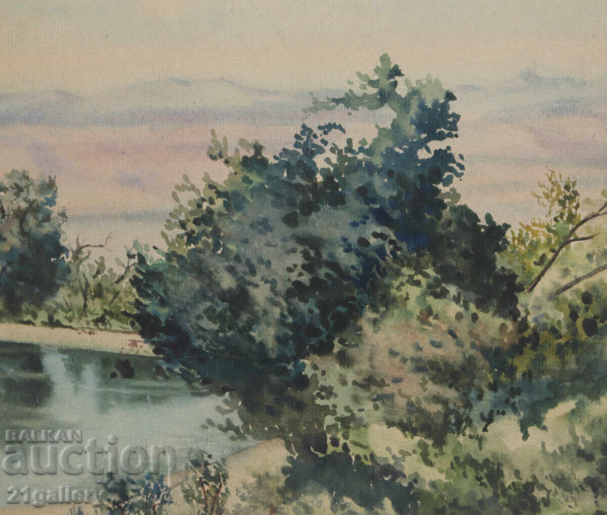 Old watercolor painting landscape - 6
