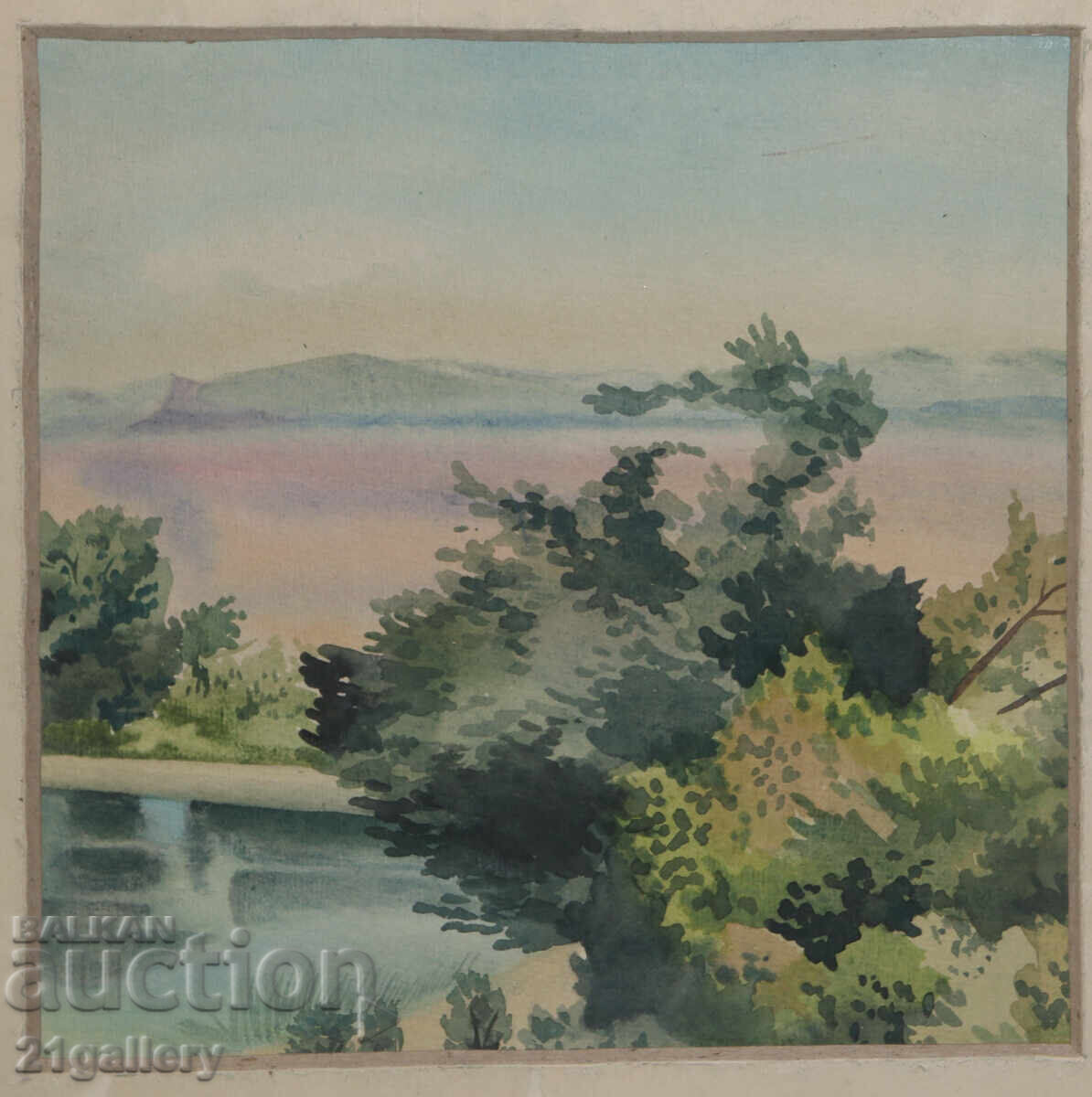 Old watercolor painting landscape with price 300.00 BGN | € 153.39