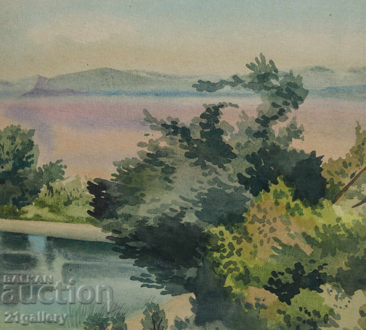 Delivery of Old watercolor painting landscape