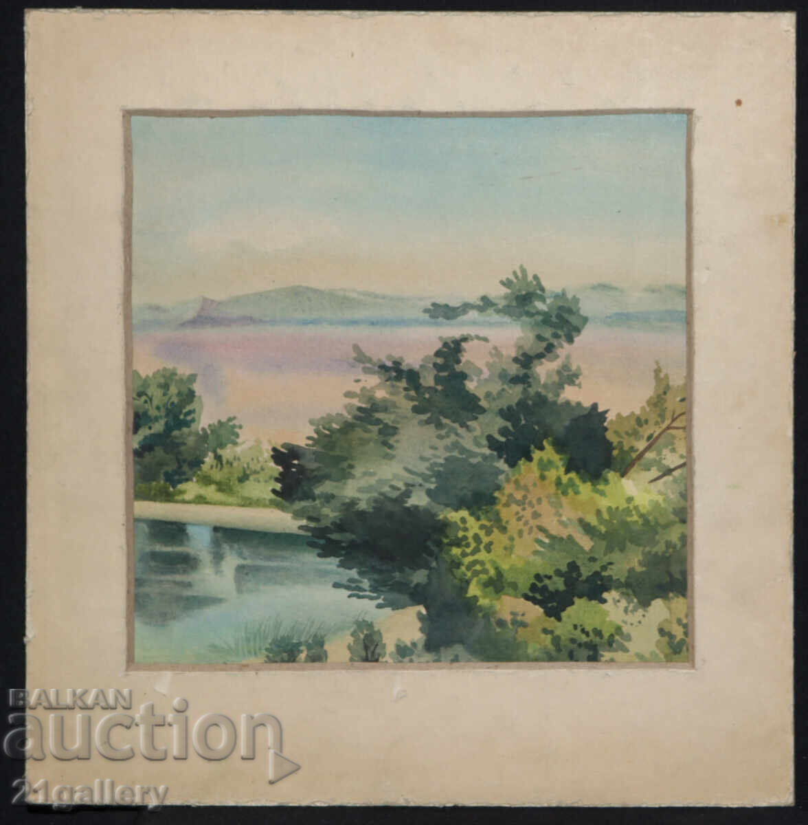 Old watercolor painting landscape - 7