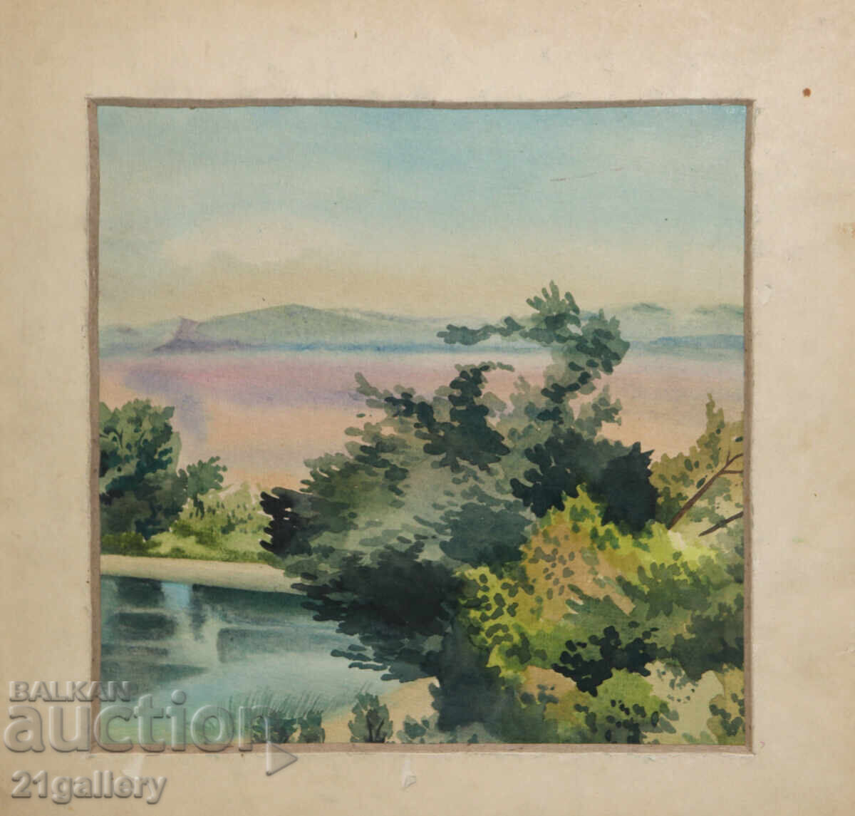 Old watercolor painting landscape