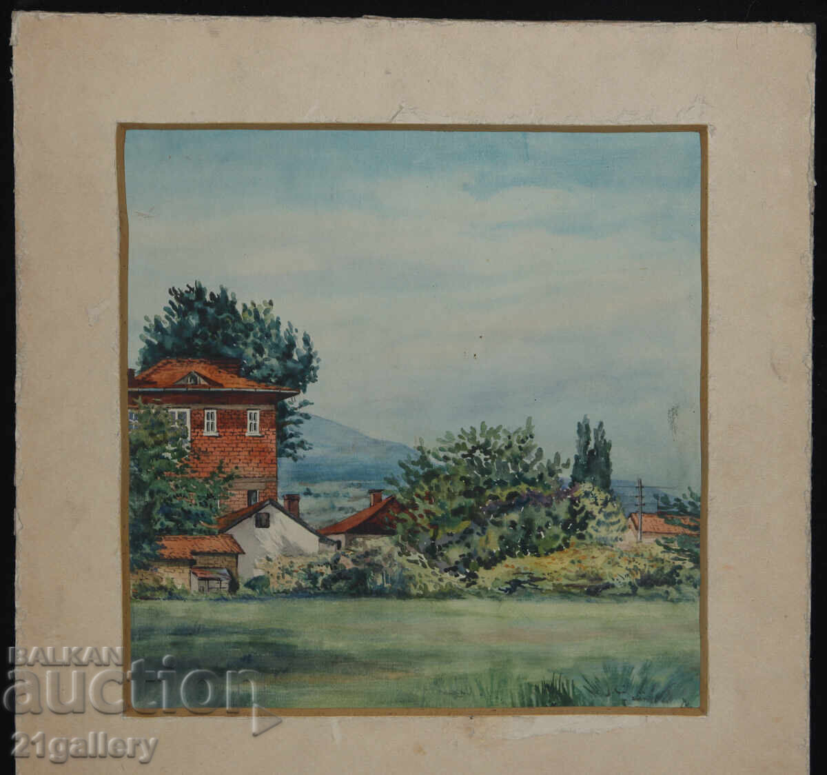Аукцион Стара картина акварел пейзаж Аукцион Стара картина акварел пейзаж