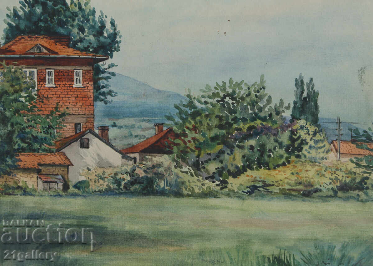 Стара картина акварел пейзаж - 6 Стара картина акварел пейзаж - 6