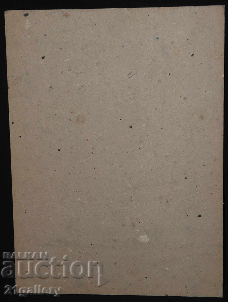 Old watercolor painting winter landscape - 6