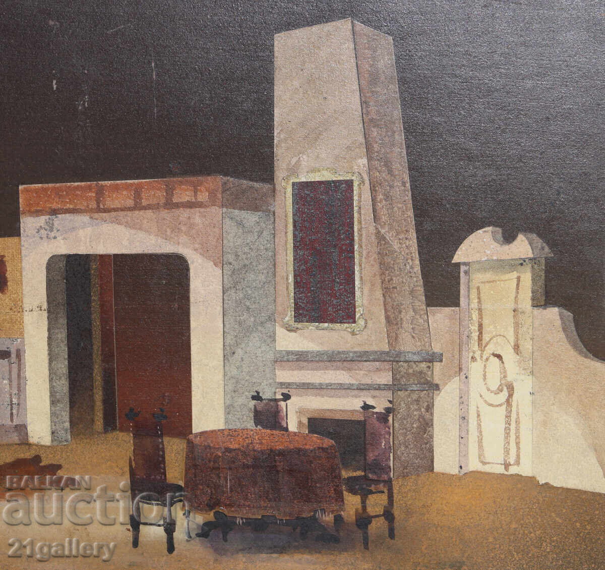 Mid-20th Century Painting, Tempera Paints, Old House Interior - 5 Mid-20th Century Painting, Tempera Paints, Old House Interior - 5