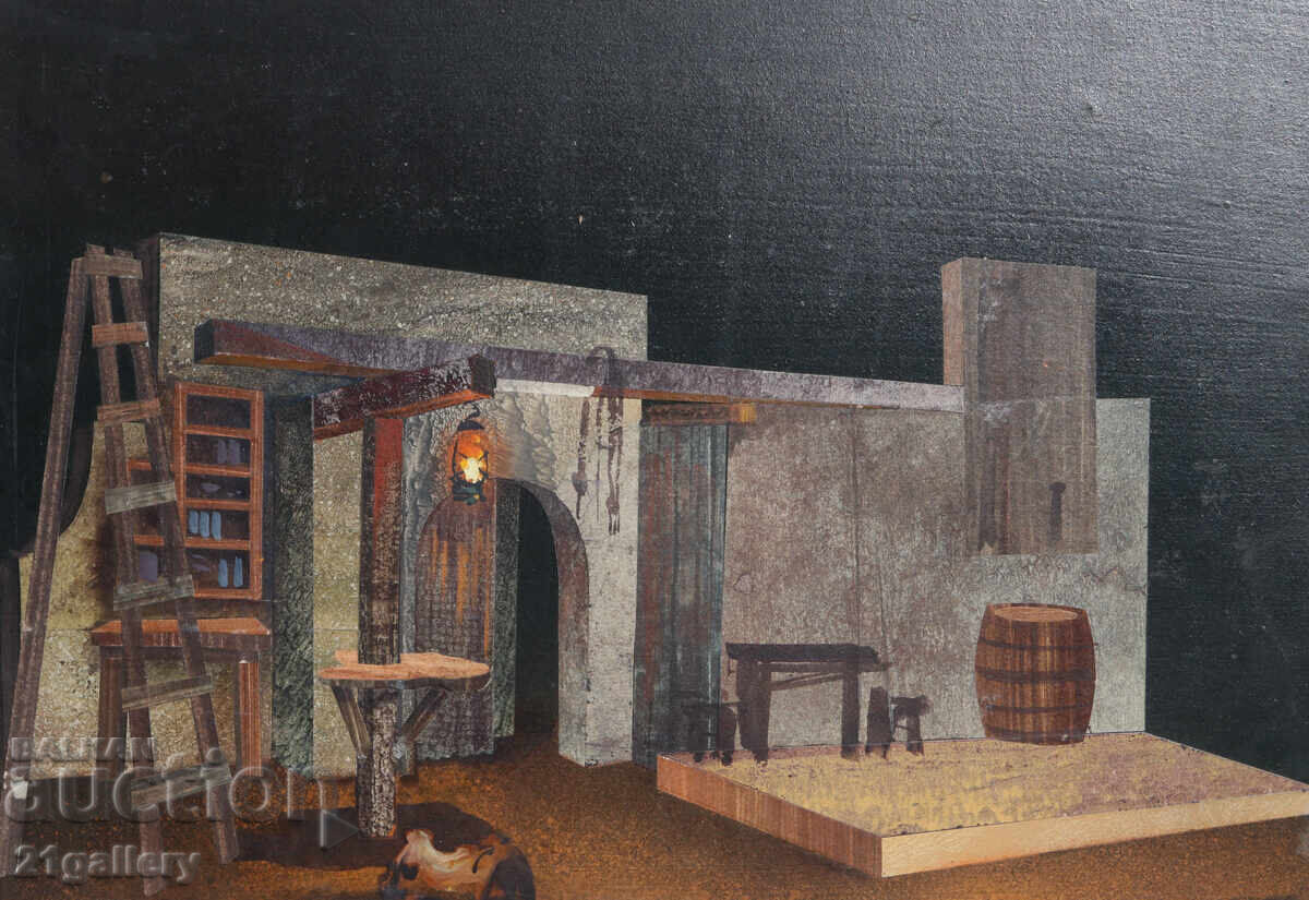 Auction  Mid-20th Century Painting, Tempera Paints, Old House Interior