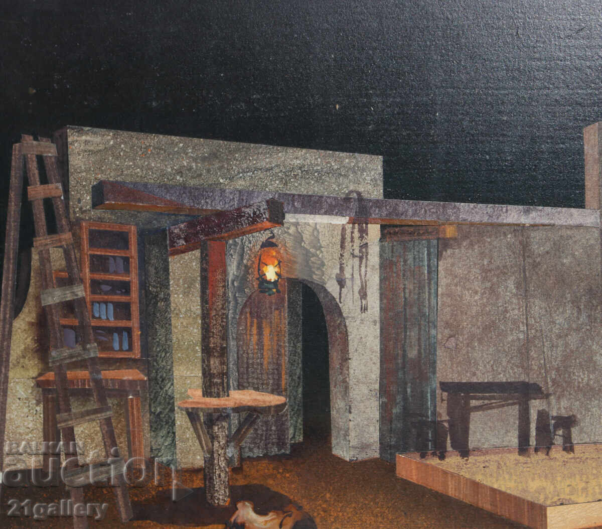 Delivery of Mid-20th Century Painting, Tempera Paints, Old House Interior