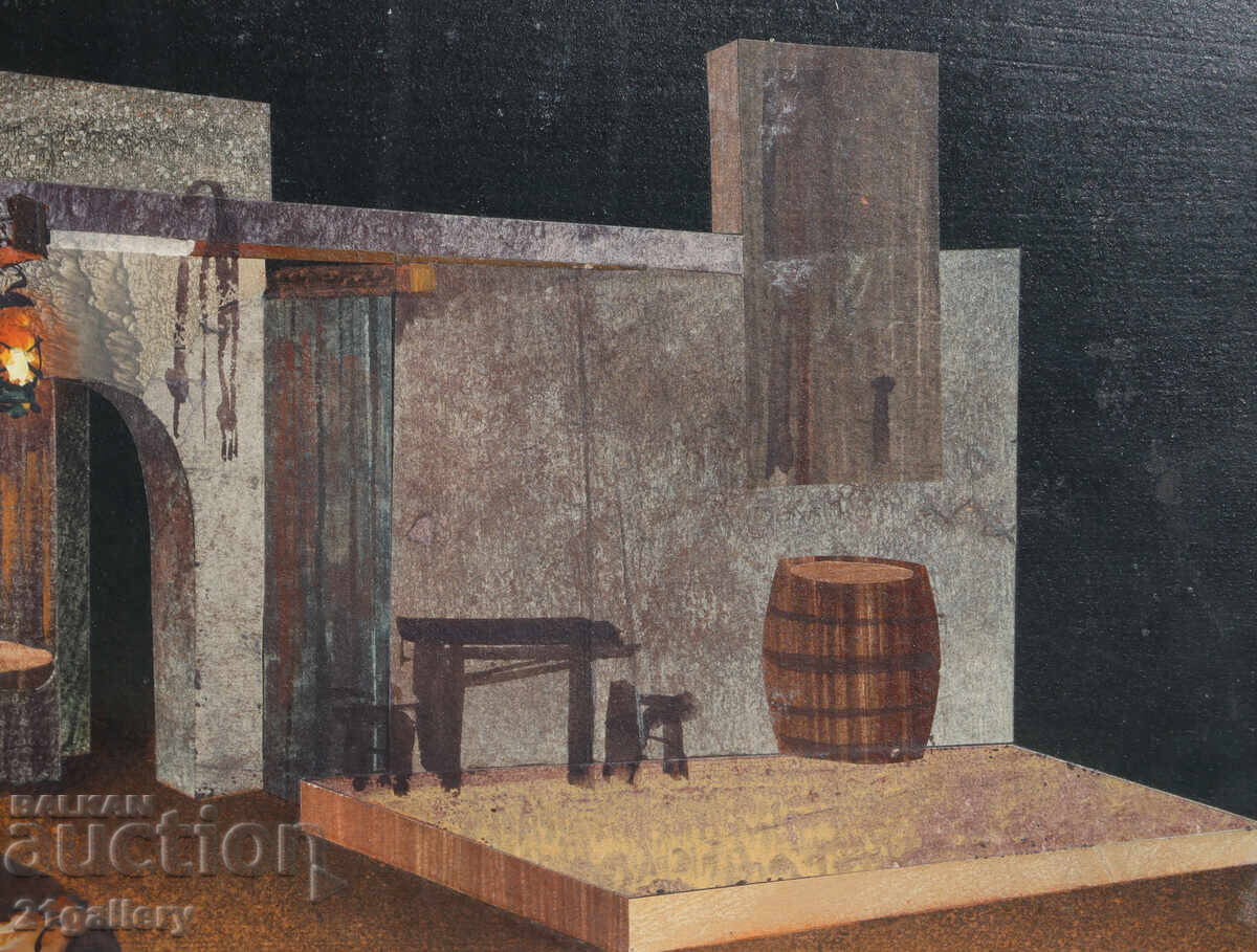 Mid-20th Century Painting, Tempera Paints, Old House Interior - 5