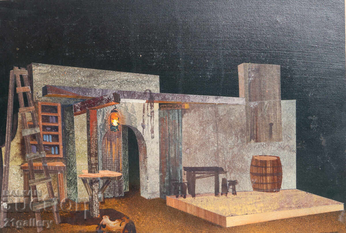 Mid-20th Century Painting, Tempera Paints, Old House Interior