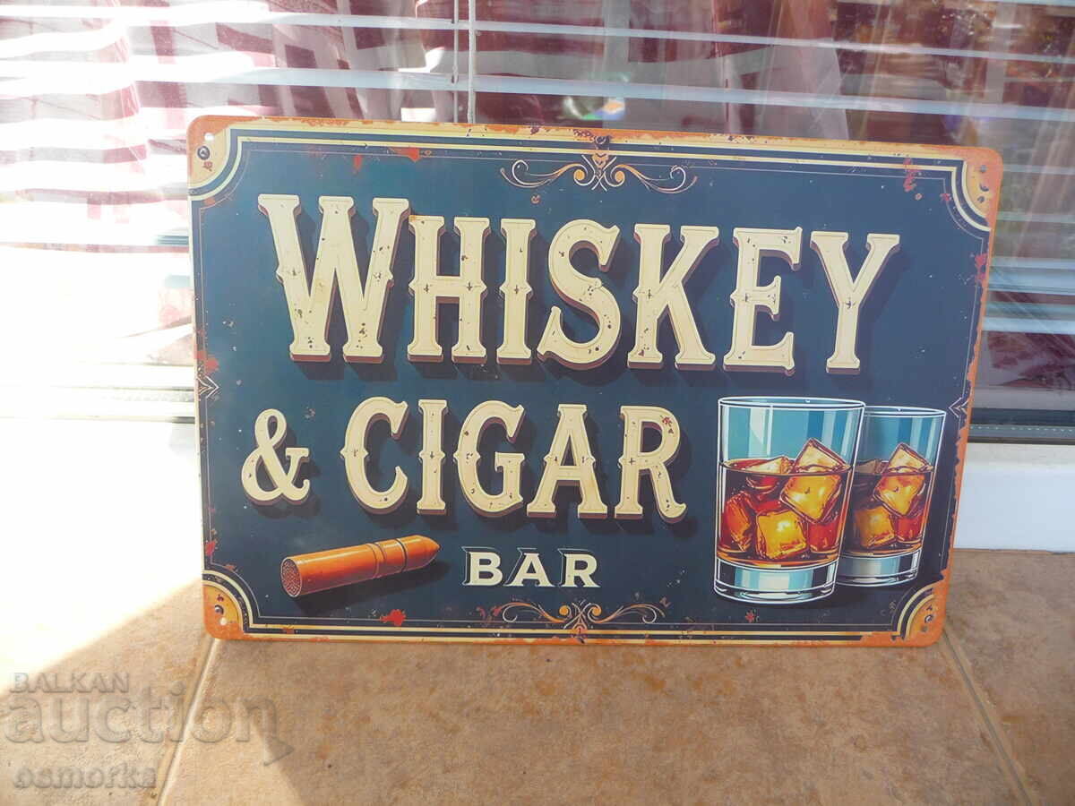 Plăcuță metalică whisky trabucuri bar pahare gheață bar mic prieteni Plăcuță metalică whisky trabucuri bar pahare gheață bar mic prieteni