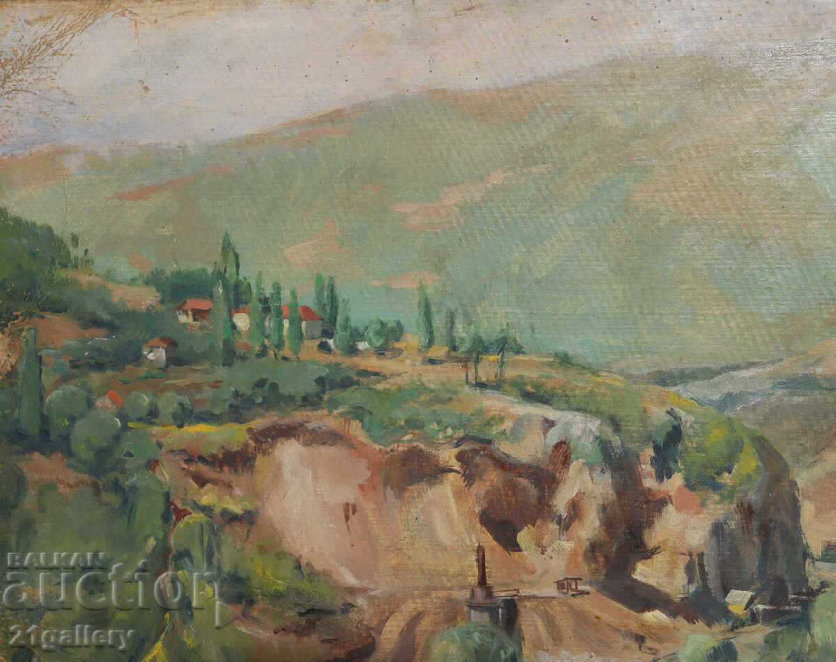 Delivery of Old oil painting, landscape 1954