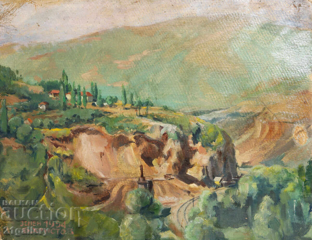 Old oil painting, landscape 1954