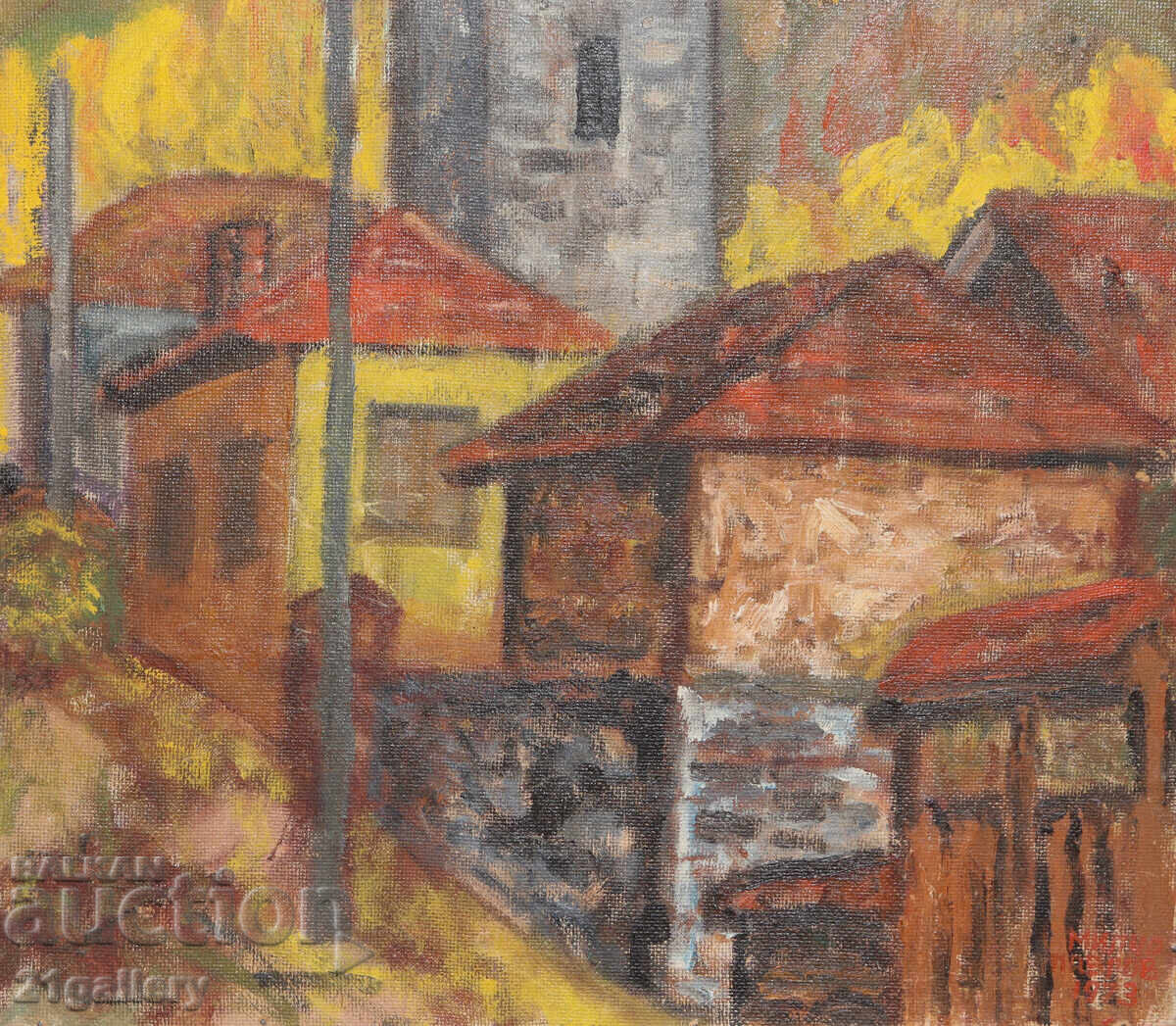 Μίλτσο Παύλοφ, αστικό τοπίο ελαιογραφία 1973 - 5 Μίλτσο Παύλοφ, αστικό τοπίο ελαιογραφία 1973 - 5