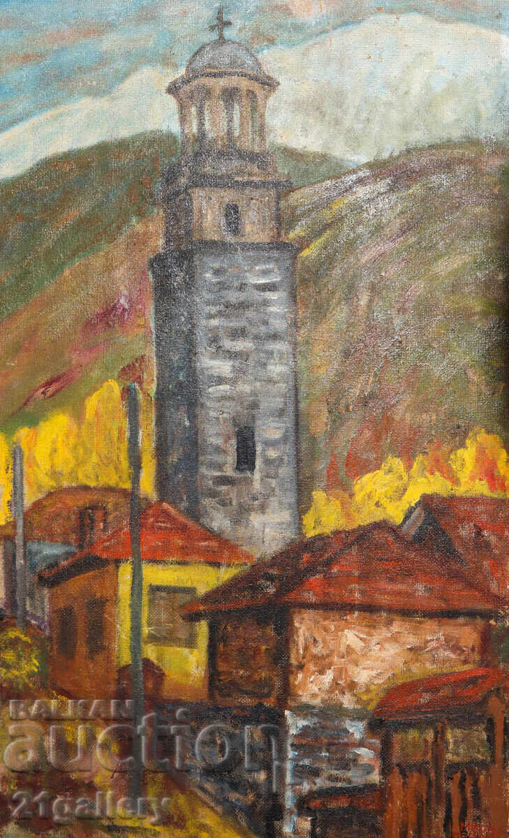 Μίλτσο Παύλοφ, αστικό τοπίο ελαιογραφία 1973 Μίλτσο Παύλοφ, αστικό τοπίο ελαιογραφία 1973