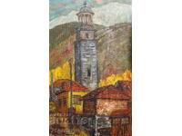 Milcho Pavlov, peisaj urban, ulei pe pânză, 1973