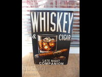 Plăcuță metalică whisky trabucuri tăietor de gheață învechit de calitate