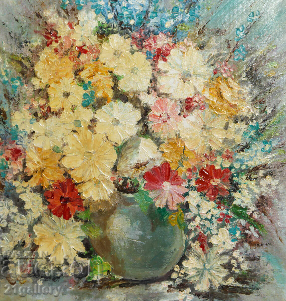 Oil painting, still life with flowers, 1991 - 5