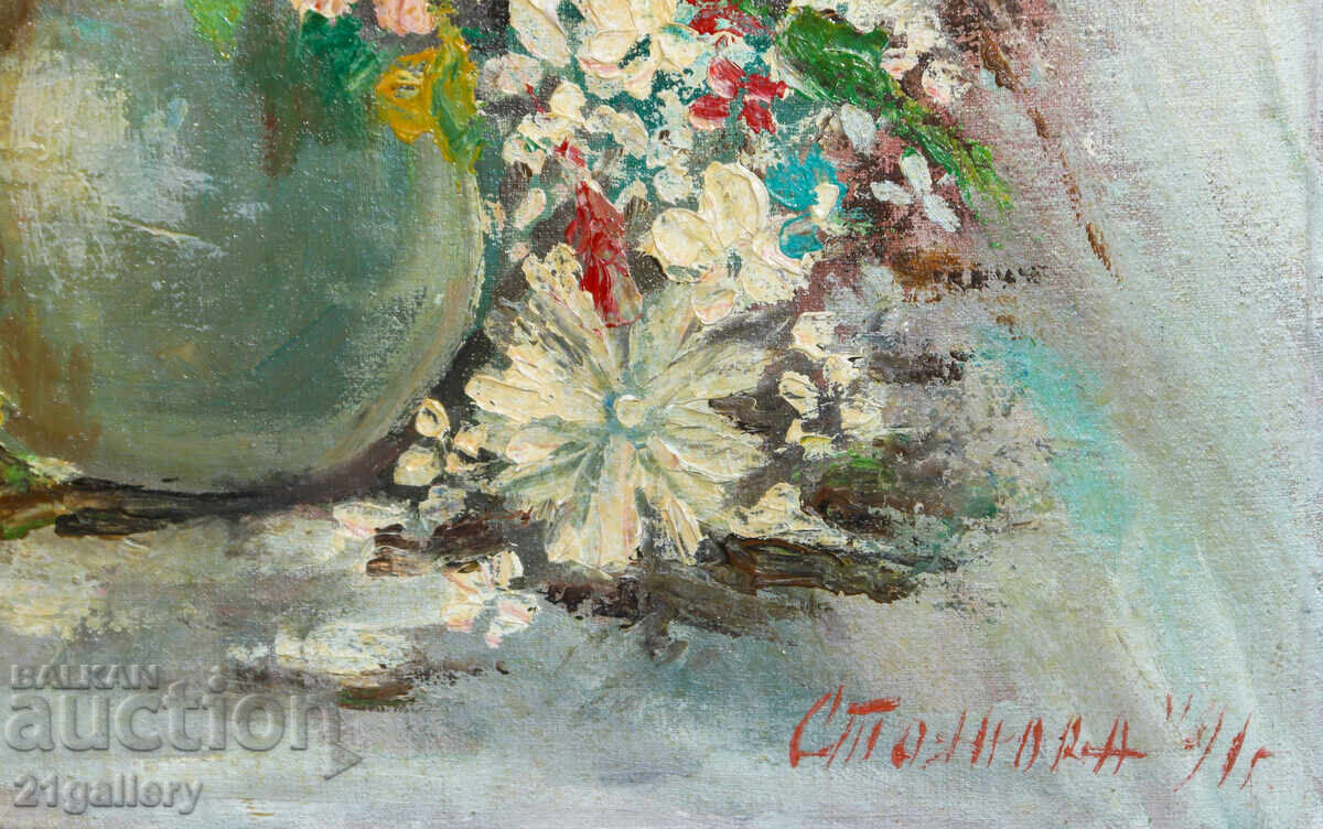Oil painting, still life with flowers, 1991 - 6