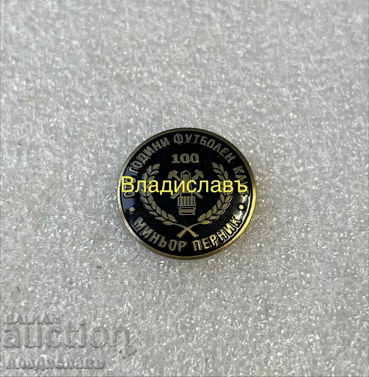 Row of football badge 100 years FC MINYOR PERNIK