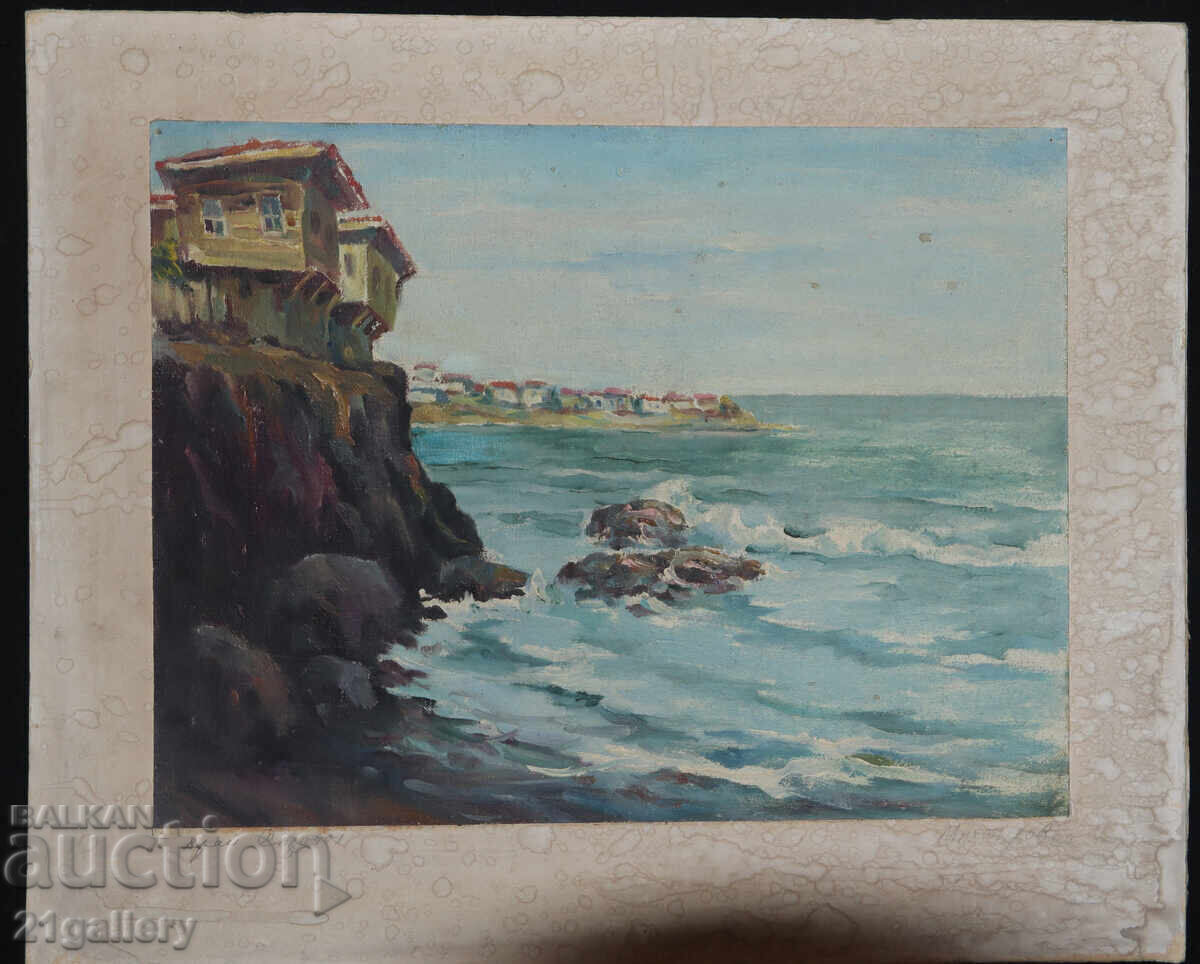 Аукцион Пейзаж от Созопол 1982г. картина маслени бои море Аукцион Пейзаж от Созопол 1982г. картина маслени бои море