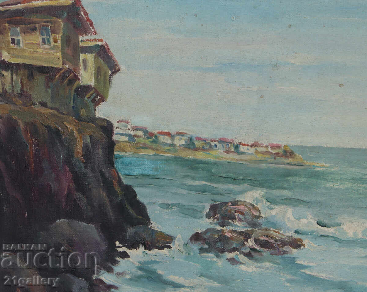Пейзаж от Созопол 1982г. картина маслени бои море - 5 Пейзаж от Созопол 1982г. картина маслени бои море - 5