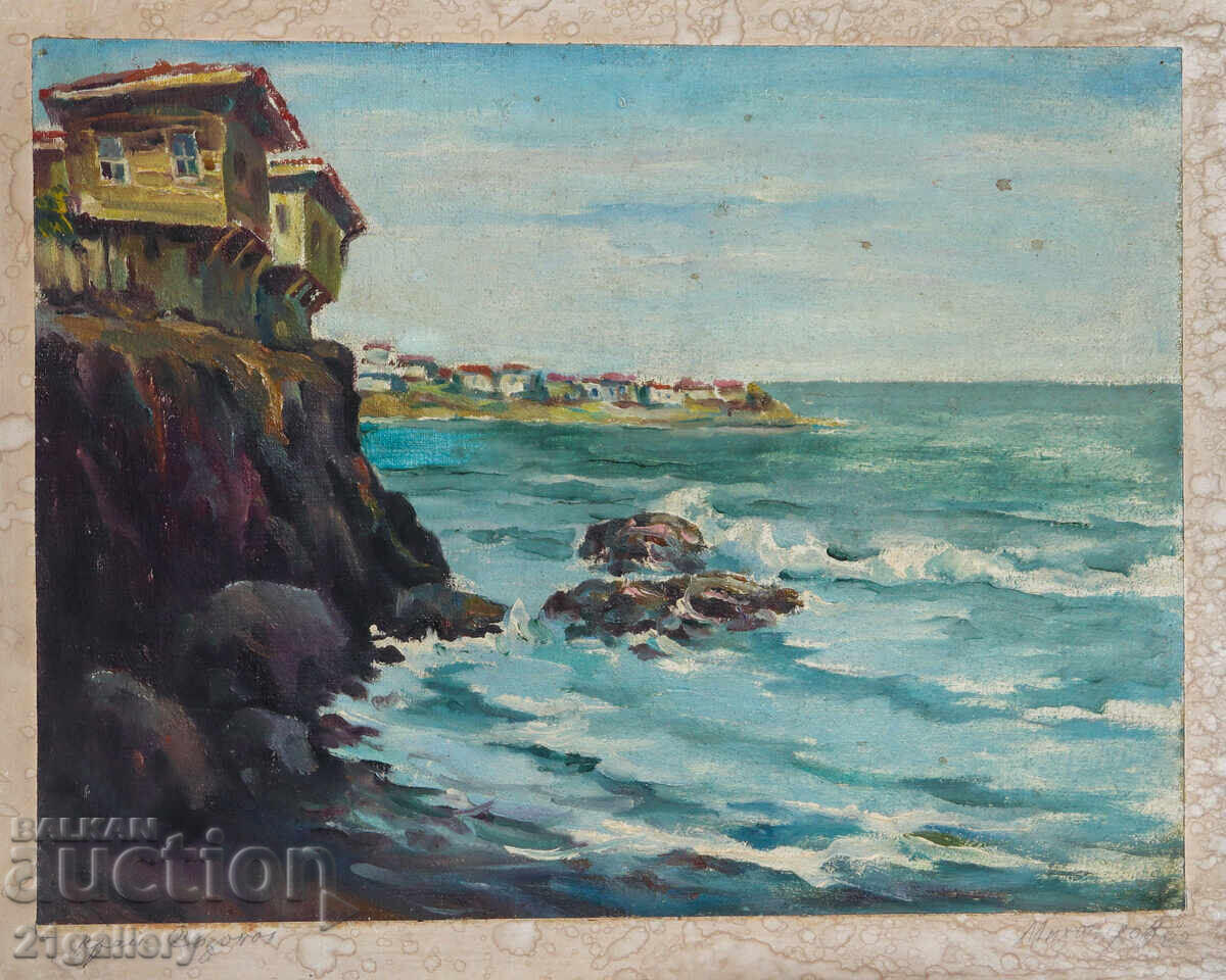 Пейзаж от Созопол 1982г. картина маслени бои море Пейзаж от Созопол 1982г. картина маслени бои море