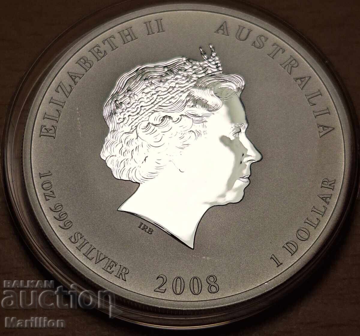 Доставка на 1 oz, Лунар с частично позлатяване, Година на мишката - 2008