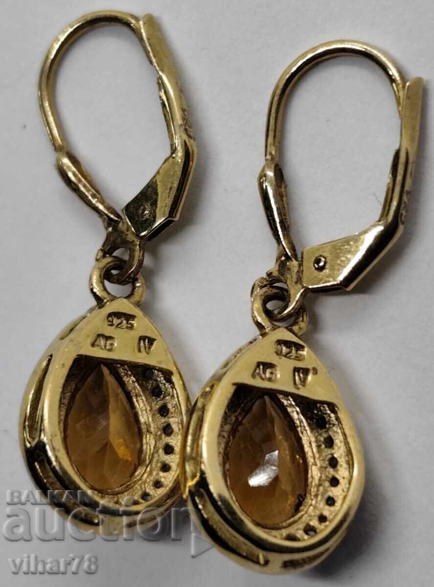 Позлатени сребърни обеци - 7