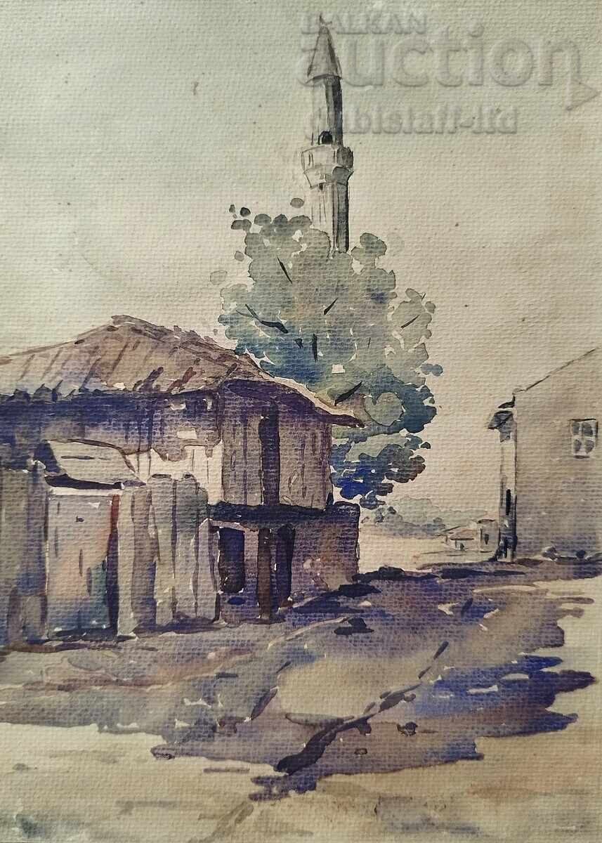 Πίνακας "Το Παλιό Τζαμί (Ρούσε)", ζωγρ. Συμεών Γκλογκίνκοφ, 1937 με τιμή 1500.00 BGN | € 766.94