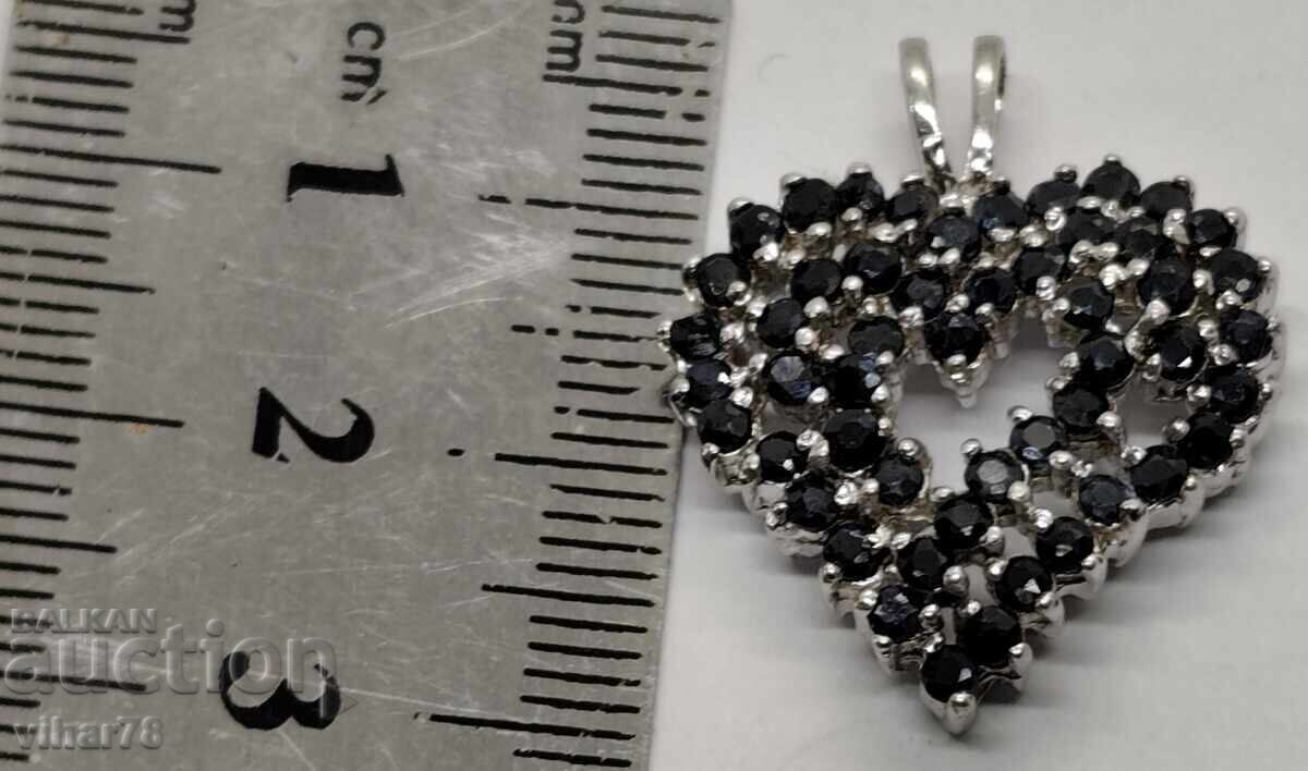 Livrarea Pandantiv argint inimă cu safire