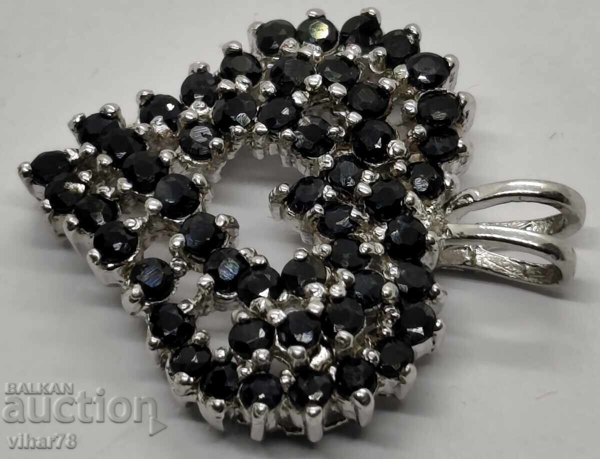 Pandantiv argint inimă cu safire - 5