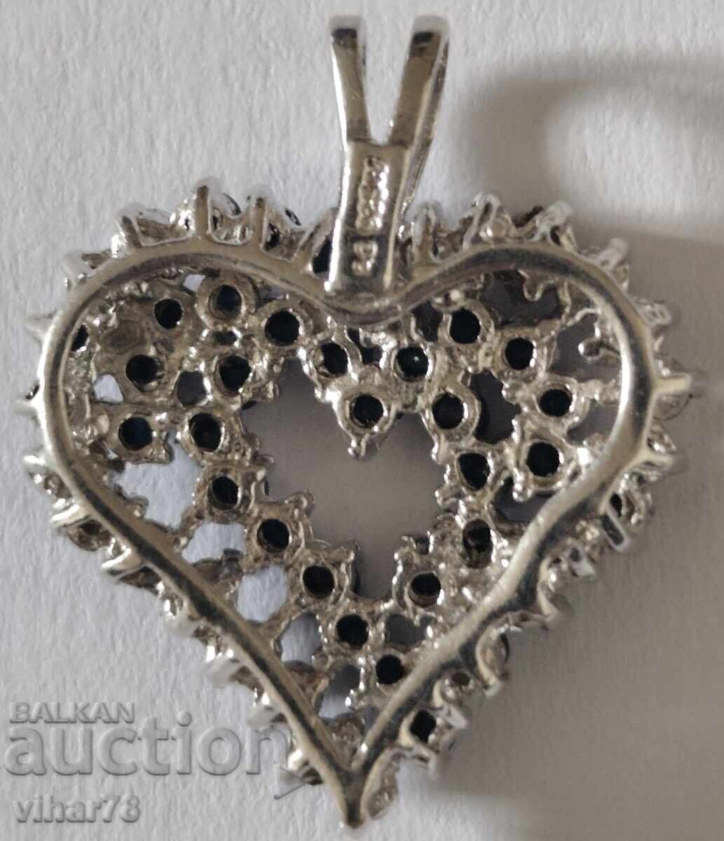 Pandantiv argint inimă cu safire - 6