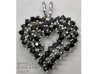 Pandantiv argint inimă cu safire