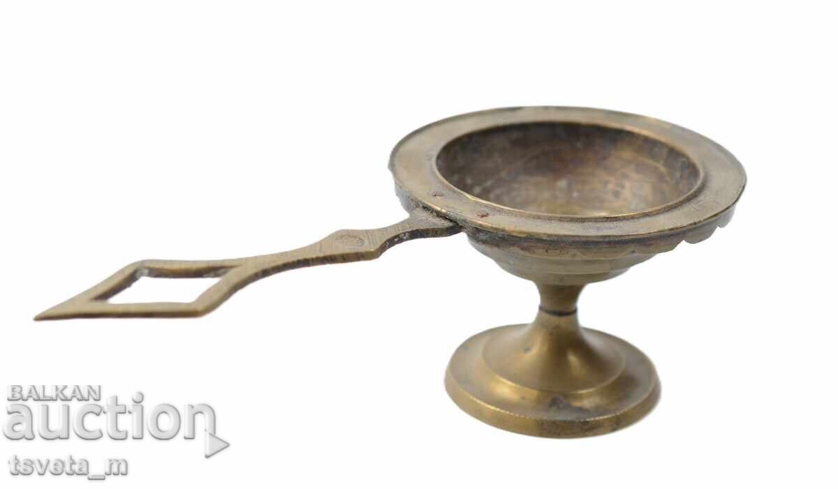 Bronze vessel for presenting embers with a tughra - Ottoman Empire with price 65.00 BGN | € 33.23