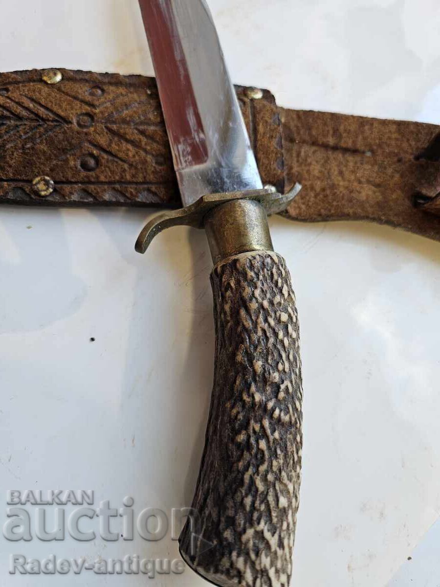 Old Bulgarian hunting knife with sheath and horn handle with price 49.00 BGN | € 25.05