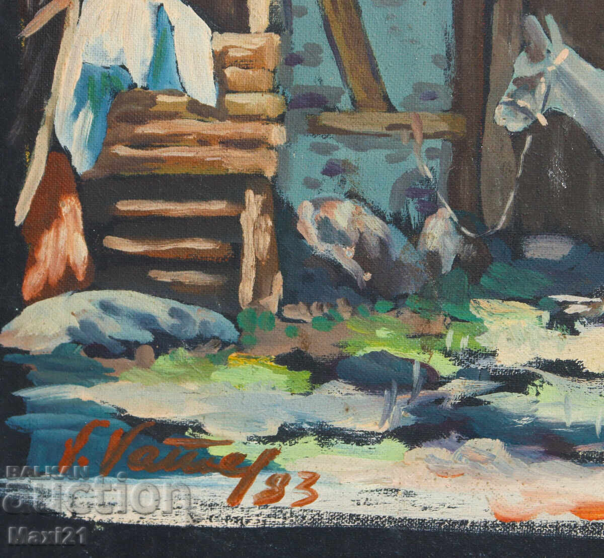 Oil painting, genre scene, rural idyll, 1983 - 7